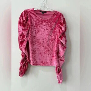 Marc New York Pink Velvet Cinch Sleeve Crew Neck - Size M